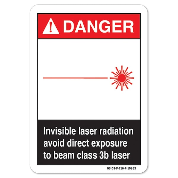 OSHA, Invisible Laser Radiation Avoid Direct Exposure To Beam, 18in X 12in, 18" W, 12" H, Landscape